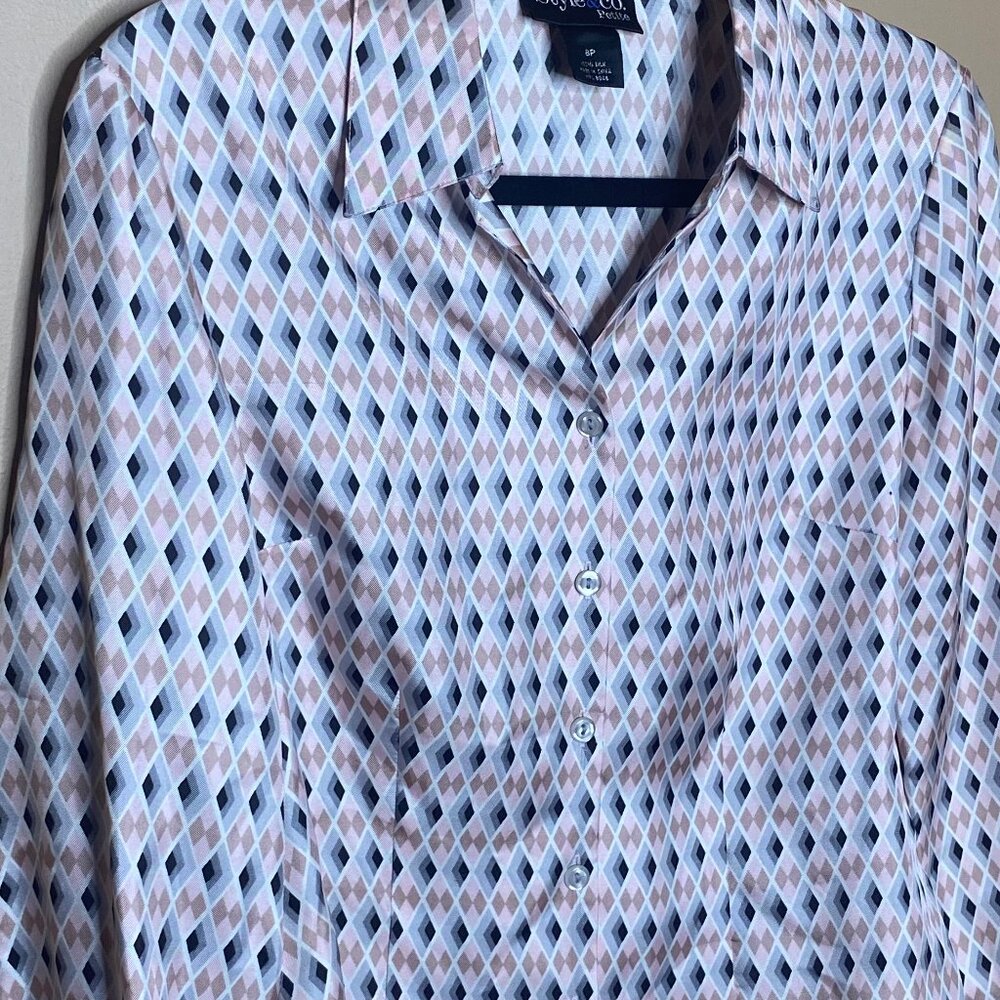 100% Silk Classy Button Down Blouse - image 8